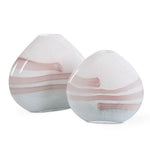 Uttermost 18159 Blush Swirl Glass Vases Set of 2 in Gray Pink and White