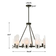 Uttermost 21381 Ellipse 10 Light Dark Bronze Chandelier with White Swirl Glass Shades