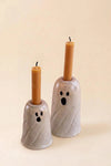 Metal ghost taper candle holders with distressed finishes for Halloween