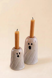 Metal ghost taper candle holders with distressed finishes for Halloween