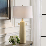 Uttermost 30397 Florero Pale Yellow Table Lamp with Crackled Glaze