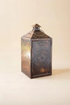 Distressed iron lantern with closed bottom for LED candle styling