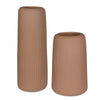 Uttermost Light Brown Ribbed Modern Design Ridge Outdoor Vases, Set of 2