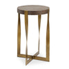 Uttermost 50061 Drew Brass Accent Table with Twisted Strap Base and Walnut Veneer Top