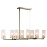 Uttermost 21392 Mistie 8 Light Linear Chandelier Antique Brass with Etched Glass
