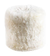 White fur ottoman on a white background
