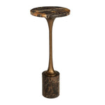 Dark Marble Side Table Tapered Bronze Stem – Indoor Accent Table 13.25" Diameter by Uttermost