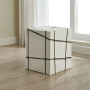 Uttermost Inlay White Finish Striking Bronze Rocklyn Earthenware Garden Stool