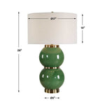 Green Ceramic Sphere Table Lamp with Linen Shade