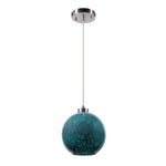 Uttermost Gemblue Pendant Light – Blue Aqua Stone Glass with Beige Cord and Brushed Nickel, 10"H x 9"Dia