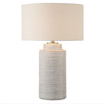 Uttermost 30419 Crimp Ribbed Table Lamp with Distressed Ivory Ceramic Base and Brass Accents