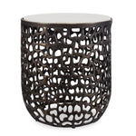 Uttermost Sabena Outdoor Side Table: Outdoor Style with White Veined Marble and Bronze Base