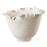 Uttermost 18155 Blossom Tall Off White Ceramic Bowl with Organic Petal Inspired Edges and Matte Textured Finish