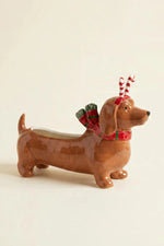 Set of 2 Novelty Christmas Dachshund Planters 8.5" H for Holiday Decor by Kalalou