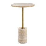 Uttermost 50060 Malya Travertine and Brass Round Accent Table – 24" Tall