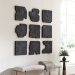 Black Wood Wall Decor (Set of 9) – 16"H Handcrafted Tamarind Wood Panels by Uttermost