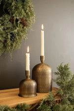2 x Set of 2 Antique Brass Bell Taper Candle Holders 9" H for Christmas Decor by Kalalou