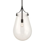 Uttermost Dewdrop 1-Light Pendant – Oversized Clear Glass Shade with Matte Black Accents, 25" Tall Modern Lighting Fixture