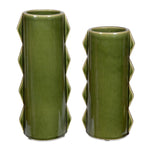 Uttermost Meander Outdoor Vases Bold Green Finish with Distinctive Zig-Zag Edge