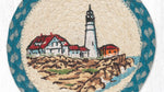Natural jute round trivet with Portland cityscape design