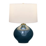 Uttermost Corrine Deep Blue Ceramic Table Lamp – 24.5"H with Rustic Glaze, Brass Accents & White Linen Shade