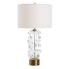 Uttermost 30423 Aura Clear Glass Table Lamp with Organic Spheres and Brushed Brass Foot