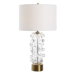 Uttermost 30423 Aura Clear Glass Table Lamp with Organic Spheres and Brushed Brass Foot