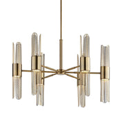 Uttermost 21391 Cret 12 Light Brass Chandelier with Built In LED Inspired by Art Deco Design