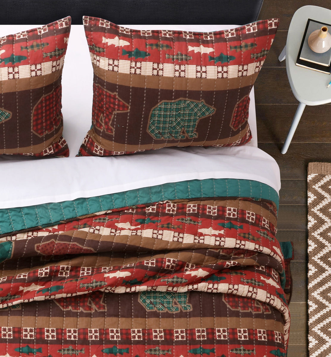 Greenland Home Fashions Canyon Creek Multi Rustic Lodge Bear Standard ...