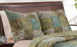 Greenland Home Fashions Vintage Paisley Multi Color King Size Quilted Pillow Sham 20x36 Inches Cotton Reversible