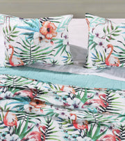 Greenland Home Fashions Flamingo Multi King Sham Tropical Coastal Bedding 20x36 Inches