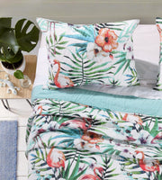 Greenland Home Fashions Flamingo Multi King Sham Tropical Coastal Bedding 20x36 Inches