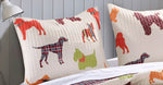 Greenland Home Fashions Baxter Multi Pillow Dog Print Quilted Cotton Reversible Sham
