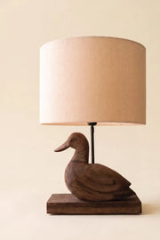 Hand-Carved Duck Table Lamp With Mango Wood Base 26