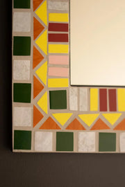 Rectangular Mosaic Tile Wall Mirror With Colorful Earthy Tones 27.5