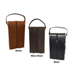 Amerileather Leather Double Wine Case Holder – Top Grain Cowhide Construction in Moss Green for Stylish Bottle Transport & Gifting