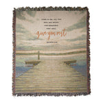 100% Cotton Woven Throw – Give You Rest 50x60 inch by Manual Woodworkers