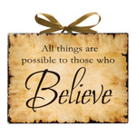 Inspirational Ceramic Plaque Set of 3 – Believe Message 8 inch by Manual Woodworkers
