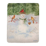 50x60 Sherpa Throw – Happy Snowman Winter by Manual Woodworkers