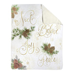 50x60 Inch Winter Pine Throw – Sherpa Fleece by Manual Woodworkers