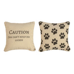 Dog Lover Decorative Pillow – Caution Dog Can’t Hold His Licker by Manual Woodworkers
