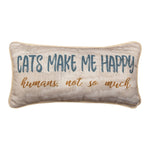Decorative Pillow – 17x9 Inch Cats Make Me Happy by Manual Woodworkers