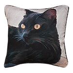 Decorative Pillow Black Cat Portrait – 18 Inch by Manual Woodworkers