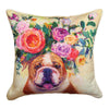 Bulldog Floral Accent Pillow