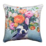 Accent Pillow – 18 Inch French Bulldog Floral by Manual Woodworkers