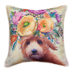 Artistic Dog Portrait Pillow – Doodle 18 Inch by Manual Woodworkers