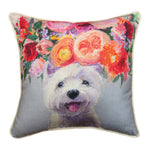 Dog Lover’s Accent Pillow – Dogs in Bloom 18 Inch by Manual Woodworkers