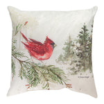 18" Throw Pillow SNOWY FOREST OWL/CARDINAL Winter Scene – Polyester by Manual Woodworkers