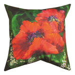 Bright Poppies 18 Inch Botanical Print Pillow by Manual Woodworkers