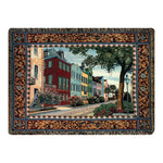 Rainbow Row Cityscape Throw – 51x68 Inch Cotton Tapestry by Manual Woodworkers